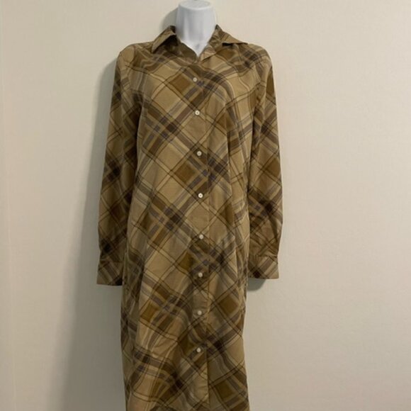 Lauren Ralph Lauren Women 2 Plaid Shirt Dress Brown Long Sleeve - Preppy/Classic - Picture 1 of 6